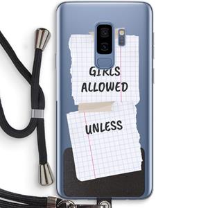 CaseCompany No Girls Allowed Unless: Samsung Galaxy S9 Plus Transparant Hoesje met koord