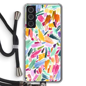 CaseCompany Watercolor Brushstrokes: Samsung Galaxy S21 FE Transparant Hoesje met koord