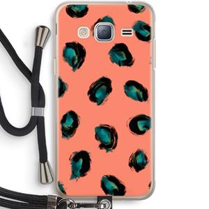 CaseCompany Pink Cheetah: Samsung Galaxy J3 (2016) Transparant Hoesje met koord