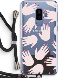 CaseCompany Hands pink: Samsung Galaxy S9 Plus Transparant Hoesje met koord