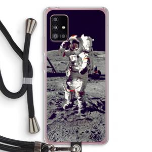 CaseCompany Spaceman: Samsung Galaxy A51 5G Transparant Hoesje met koord