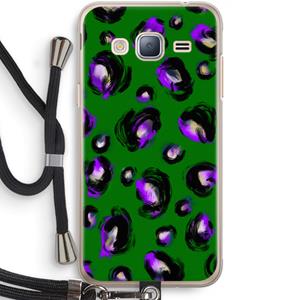 CaseCompany Green Cheetah: Samsung Galaxy J3 (2016) Transparant Hoesje met koord