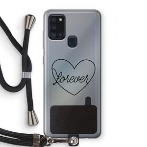 CaseCompany Forever heart black: Samsung Galaxy A21s Transparant Hoesje met koord