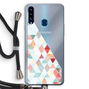 CaseCompany Gekleurde driehoekjes pastel: Samsung Galaxy A20s Transparant Hoesje met koord