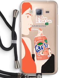 CaseCompany Peach please!: Samsung Galaxy J3 (2016) Transparant Hoesje met koord