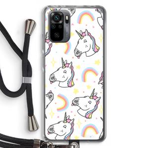 CaseCompany Rainbow Unicorn: Xiaomi Redmi Note 10 Pro Transparant Hoesje met koord