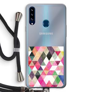 CaseCompany Gekleurde driehoekjes: Samsung Galaxy A20s Transparant Hoesje met koord