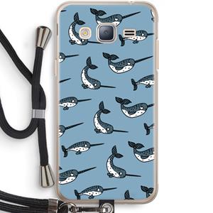 CaseCompany Narwhal: Samsung Galaxy J3 (2016) Transparant Hoesje met koord