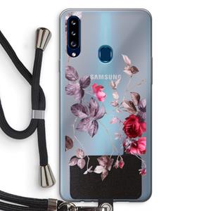 CaseCompany Mooie bloemen: Samsung Galaxy A20s Transparant Hoesje met koord