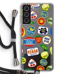 CaseCompany Fruitsticker: Samsung Galaxy S21 FE Transparant Hoesje met koord