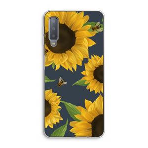 CaseCompany Sunflower and bees: Samsung Galaxy A7 (2018) Transparant Hoesje