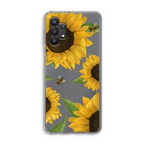 CaseCompany Sunflower and bees: Samsung Galaxy A32 5G Transparant Hoesje