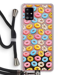 CaseCompany Pink donuts: Samsung Galaxy A51 5G Transparant Hoesje met koord