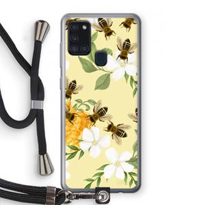 CaseCompany No flowers without bees: Samsung Galaxy A21s Transparant Hoesje met koord