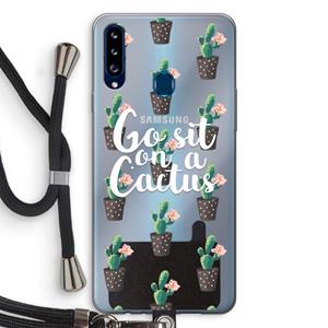 CaseCompany Cactus quote: Samsung Galaxy A20s Transparant Hoesje met koord