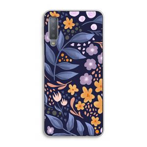CaseCompany Flowers with blue leaves: Samsung Galaxy A7 (2018) Transparant Hoesje