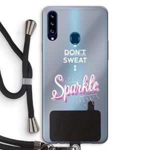 CaseCompany Sparkle quote: Samsung Galaxy A20s Transparant Hoesje met koord