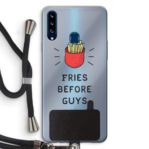 CaseCompany Fries before guys: Samsung Galaxy A20s Transparant Hoesje met koord