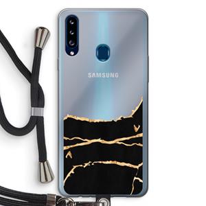 CaseCompany Gouden marmer: Samsung Galaxy A20s Transparant Hoesje met koord