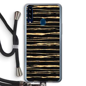 CaseCompany Gouden strepen: Samsung Galaxy A20s Transparant Hoesje met koord