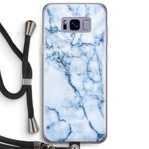 CaseCompany Blauw marmer: Samsung Galaxy S8 Plus Transparant Hoesje met koord