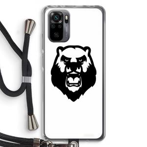 CaseCompany Angry Bear (white): Xiaomi Redmi Note 10 Pro Transparant Hoesje met koord