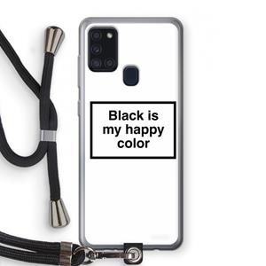 CaseCompany Black is my happy color: Samsung Galaxy A21s Transparant Hoesje met koord