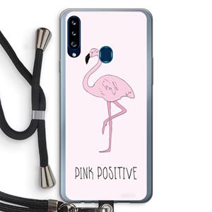 CaseCompany Pink positive: Samsung Galaxy A20s Transparant Hoesje met koord