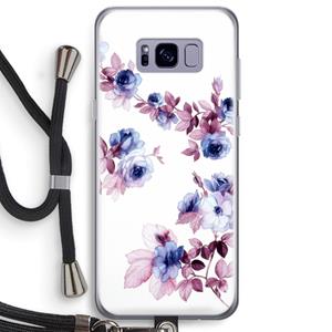 CaseCompany Waterverf bloemen: Samsung Galaxy S8 Plus Transparant Hoesje met koord