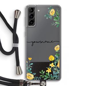 CaseCompany Gele bloemen: Samsung Galaxy S21 Plus Transparant Hoesje met koord