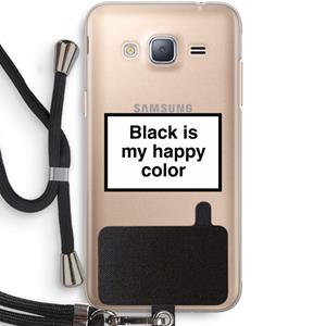 CaseCompany Black is my happy color: Samsung Galaxy J3 (2016) Transparant Hoesje met koord