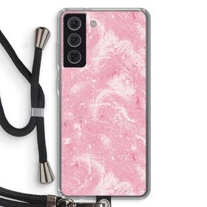 CaseCompany Abstract Painting Pink: Samsung Galaxy S21 FE Transparant Hoesje met koord