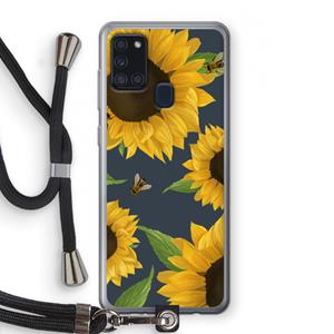 CaseCompany Sunflower and bees: Samsung Galaxy A21s Transparant Hoesje met koord