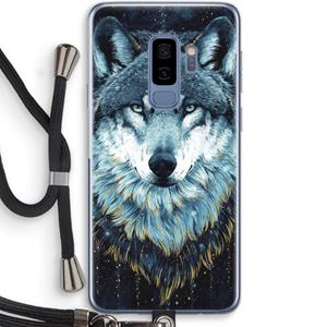 CaseCompany Darkness Wolf: Samsung Galaxy S9 Plus Transparant Hoesje met koord