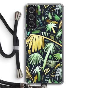 CaseCompany Tropical Palms Dark: Samsung Galaxy S21 FE Transparant Hoesje met koord