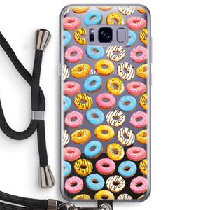 CaseCompany Pink donuts: Samsung Galaxy S8 Plus Transparant Hoesje met koord