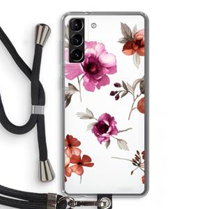 CaseCompany Geschilderde bloemen: Samsung Galaxy S21 Plus Transparant Hoesje met koord