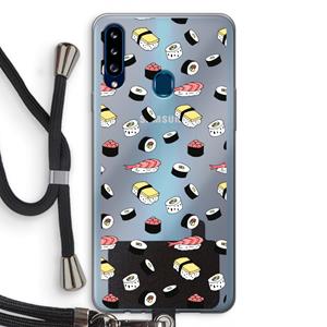 CaseCompany Sushi time: Samsung Galaxy A20s Transparant Hoesje met koord