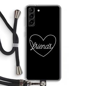 CaseCompany Friends heart black: Samsung Galaxy S21 Plus Transparant Hoesje met koord