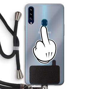 CaseCompany Middle finger white: Samsung Galaxy A20s Transparant Hoesje met koord