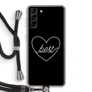 CaseCompany Best heart black: Samsung Galaxy S21 Plus Transparant Hoesje met koord