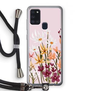 CaseCompany Painted wildflowers: Samsung Galaxy A21s Transparant Hoesje met koord