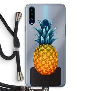 CaseCompany Grote ananas: Samsung Galaxy A20s Transparant Hoesje met koord