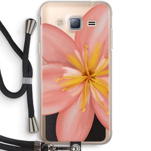 CaseCompany Pink Ellila Flower: Samsung Galaxy J3 (2016) Transparant Hoesje met koord