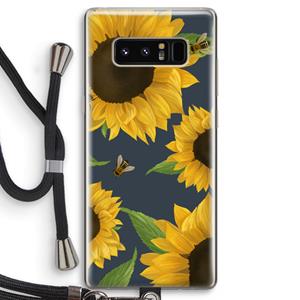 CaseCompany Sunflower and bees: Samsung Galaxy Note 8 Transparant Hoesje met koord