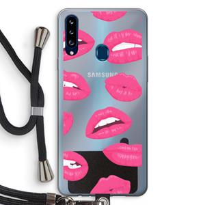 CaseCompany Bite my lip: Samsung Galaxy A20s Transparant Hoesje met koord