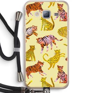 CaseCompany Cute Tigers and Leopards: Samsung Galaxy J3 (2016) Transparant Hoesje met koord
