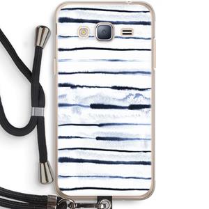 CaseCompany Ink Stripes: Samsung Galaxy J3 (2016) Transparant Hoesje met koord