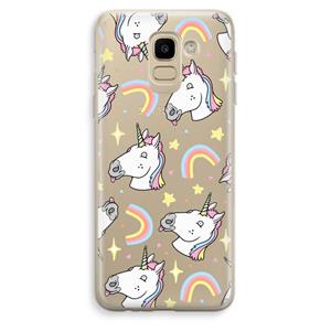 CaseCompany Rainbow Unicorn: Samsung Galaxy J6 (2018) Transparant Hoesje