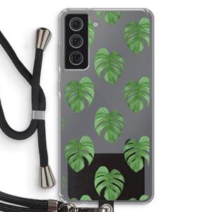 CaseCompany Monstera leaves: Samsung Galaxy S21 FE Transparant Hoesje met koord